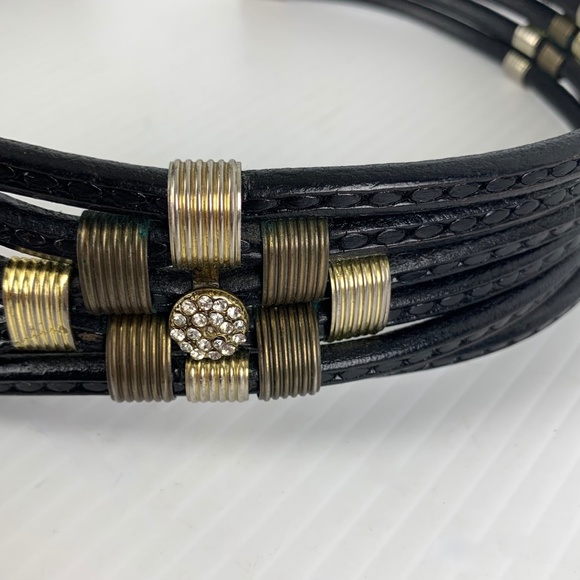 1970s Sultanija Florence Italy Black Leather Belt